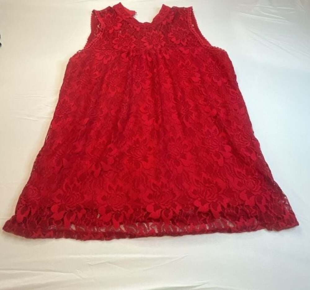 Eve & Maddie Women's Red Lace Sleeveless Blouse Top